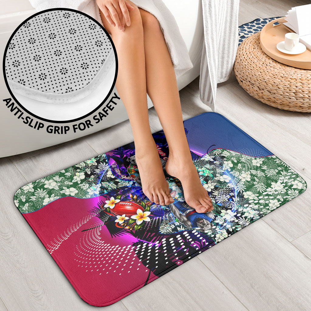 Personalized Western Bulldogs Football Bathroom Set Tropical Hibiscus Flowers - Pacific Fusion Style