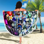 Personalized Western Bulldogs Football Beach Blanket Tropical Hibiscus Flowers - Pacific Fusion Style