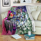 Personalized Western Bulldogs Football Blanket Tropical Hibiscus Flowers - Pacific Fusion Style