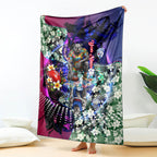 Personalized Western Bulldogs Football Blanket Tropical Hibiscus Flowers - Pacific Fusion Style