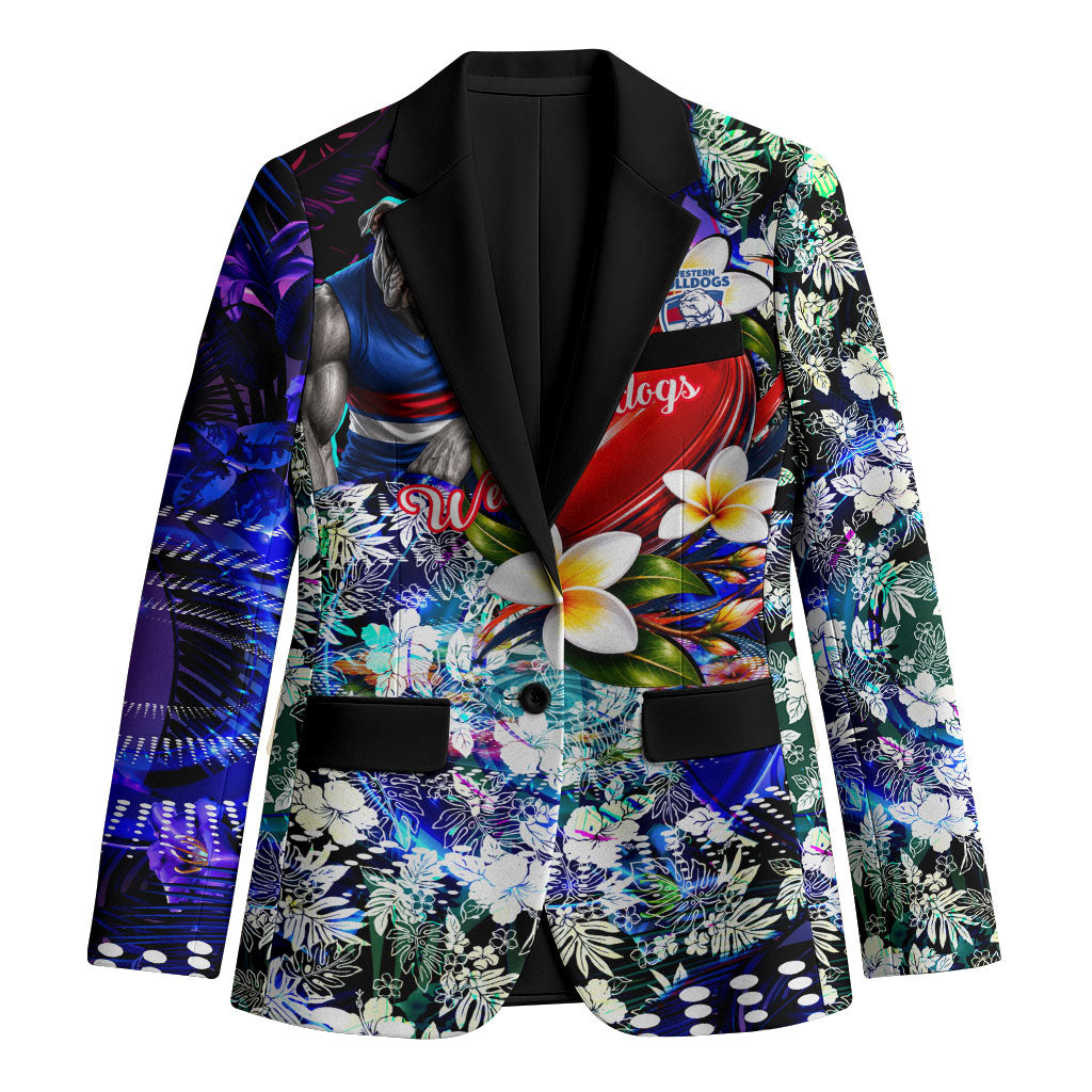 Personalized Western Bulldogs Football Blazer Tropical Hibiscus Flowers - Pacific Fusion Style