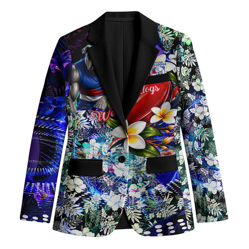 Personalized Western Bulldogs Football Blazer Tropical Hibiscus Flowers - Pacific Fusion Style