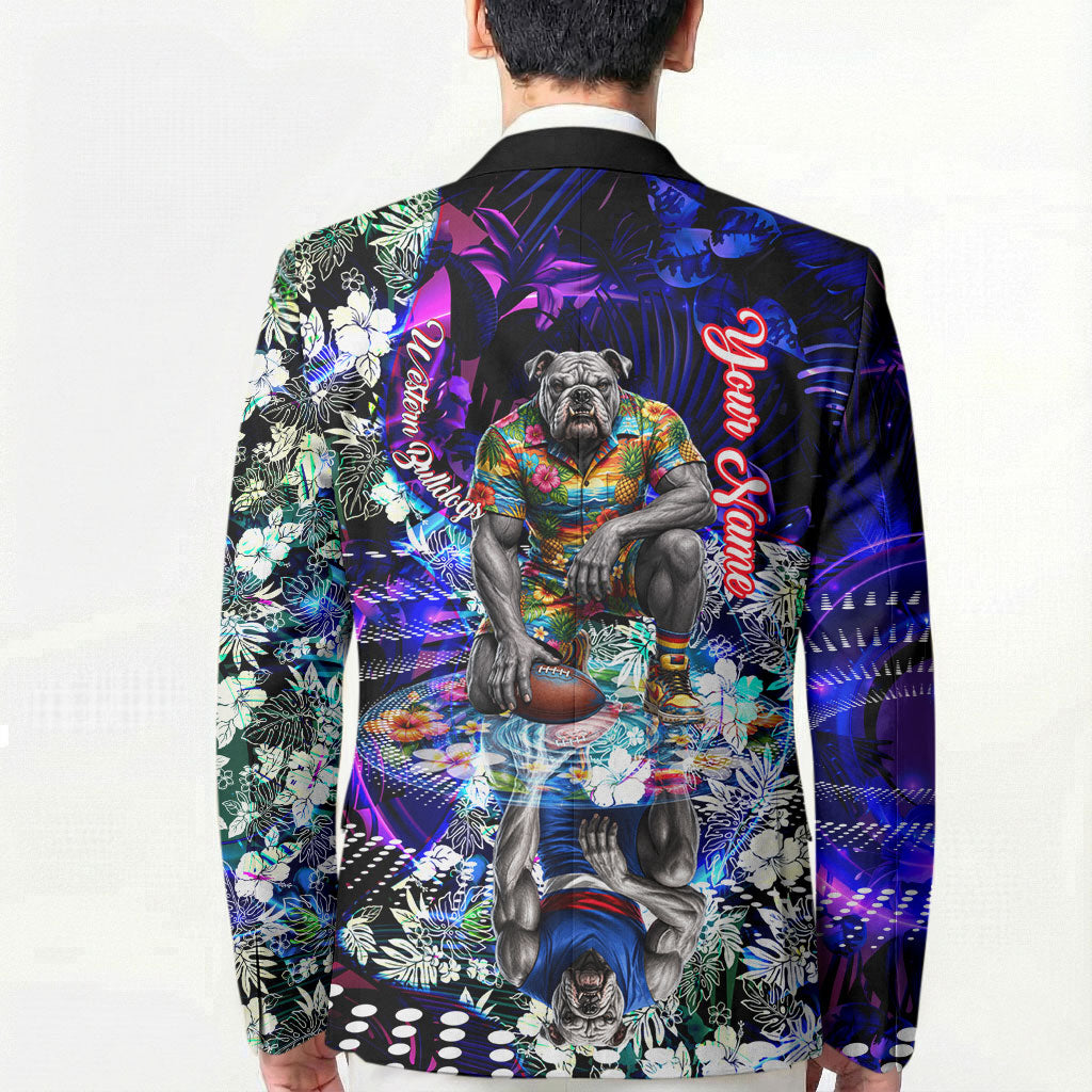Personalized Western Bulldogs Football Blazer Tropical Hibiscus Flowers - Pacific Fusion Style