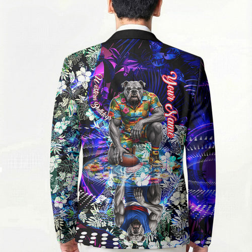 Personalized Western Bulldogs Football Blazer Tropical Hibiscus Flowers - Pacific Fusion Style