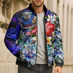 Personalized Western Bulldogs Football Bomber Puffer Jacket Tropical Hibiscus Flowers - Pacific Fusion Style