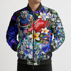 Personalized Western Bulldogs Football Bomber Puffer Jacket Tropical Hibiscus Flowers - Pacific Fusion Style