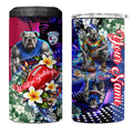 Personalized Western Bulldogs Football 4 in 1 Can Cooler Tumbler Tropical Hibiscus Flowers - Pacific Fusion Style