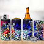Personalized Western Bulldogs Football 4 in 1 Can Cooler Tumbler Tropical Hibiscus Flowers - Pacific Fusion Style