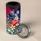 Personalized Western Bulldogs Football 4 in 1 Can Cooler Tumbler Tropical Hibiscus Flowers - Pacific Fusion Style