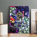 Personalized Western Bulldogs Football Canvas Wall Art Tropical Hibiscus Flowers - Pacific Fusion Style