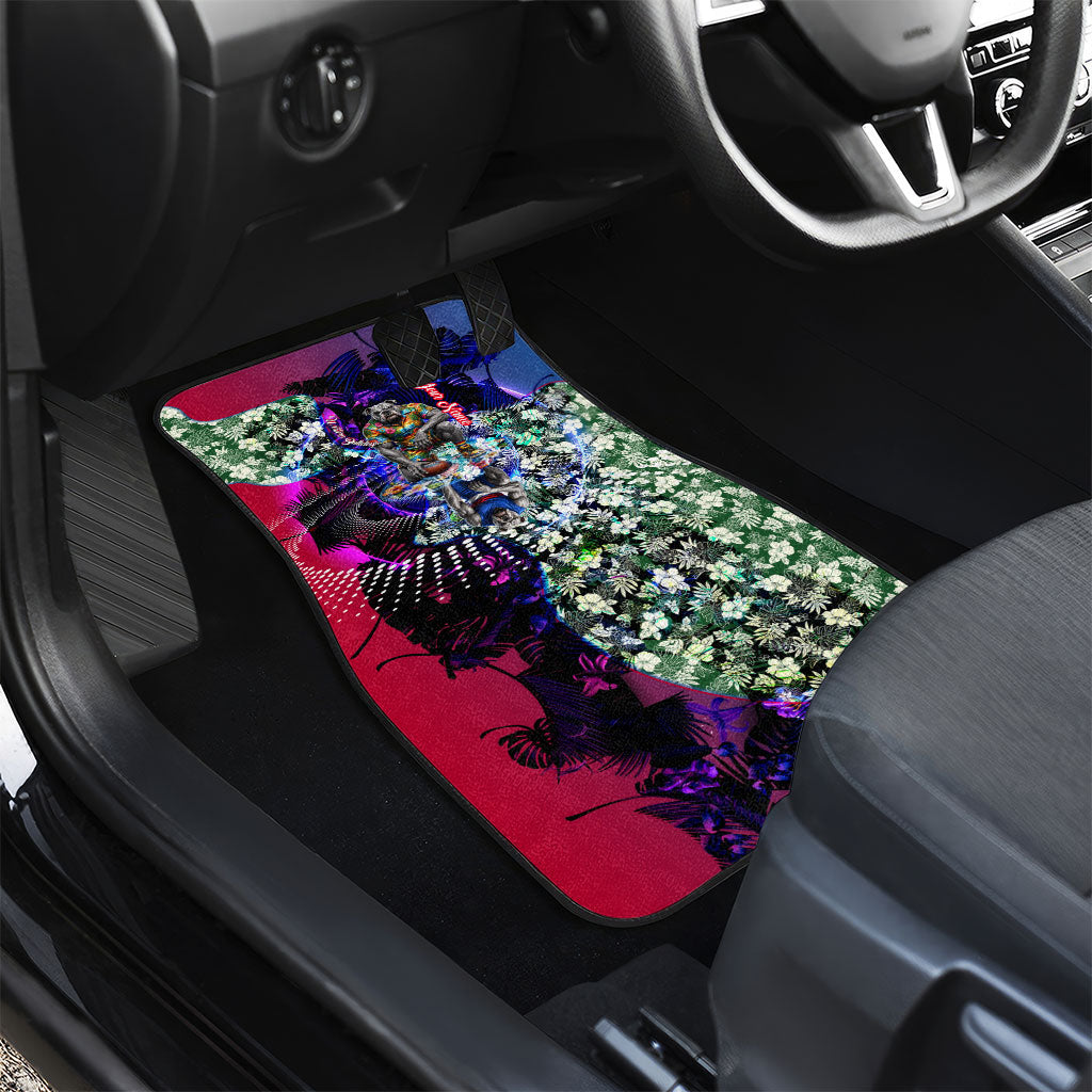 Personalized Western Bulldogs Football Car Mats Tropical Hibiscus Flowers - Pacific Fusion Style