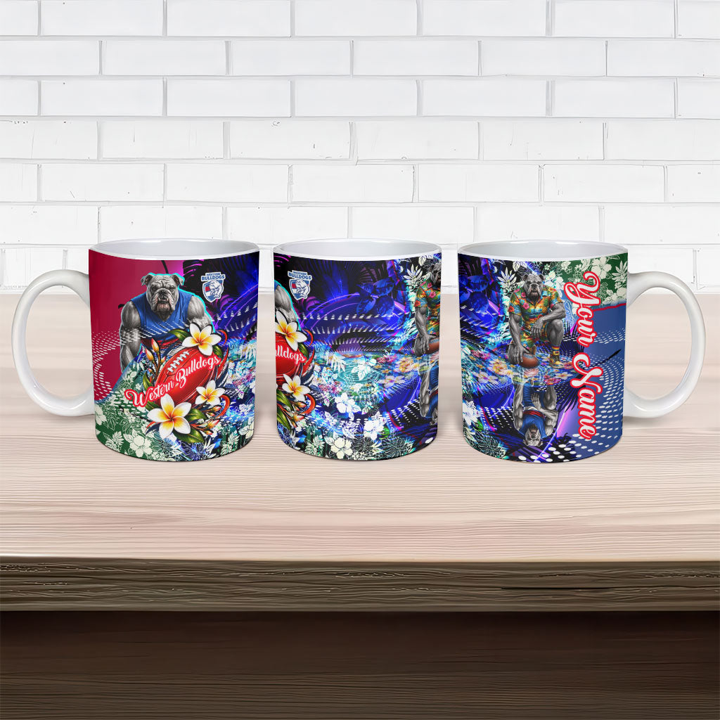 Personalized Western Bulldogs Football Ceramic Mug Tropical Hibiscus Flowers - Pacific Fusion Style