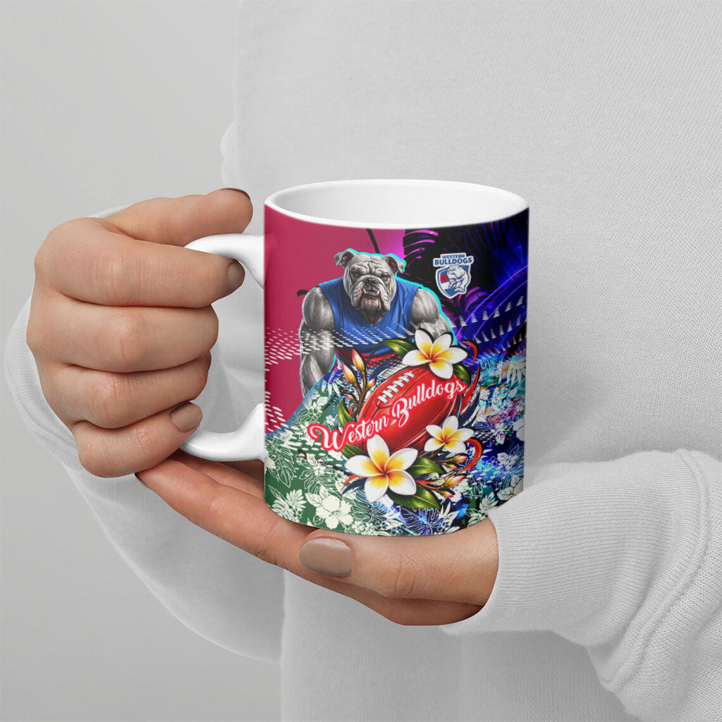 Personalized Western Bulldogs Football Ceramic Mug Tropical Hibiscus Flowers - Pacific Fusion Style