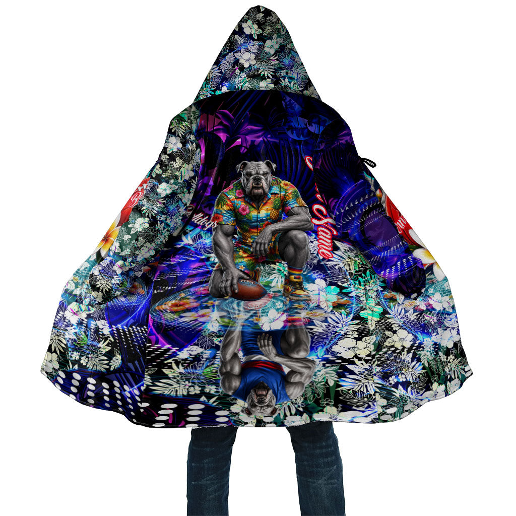 Personalized Western Bulldogs Football Cloak Tropical Hibiscus Flowers - Pacific Fusion Style