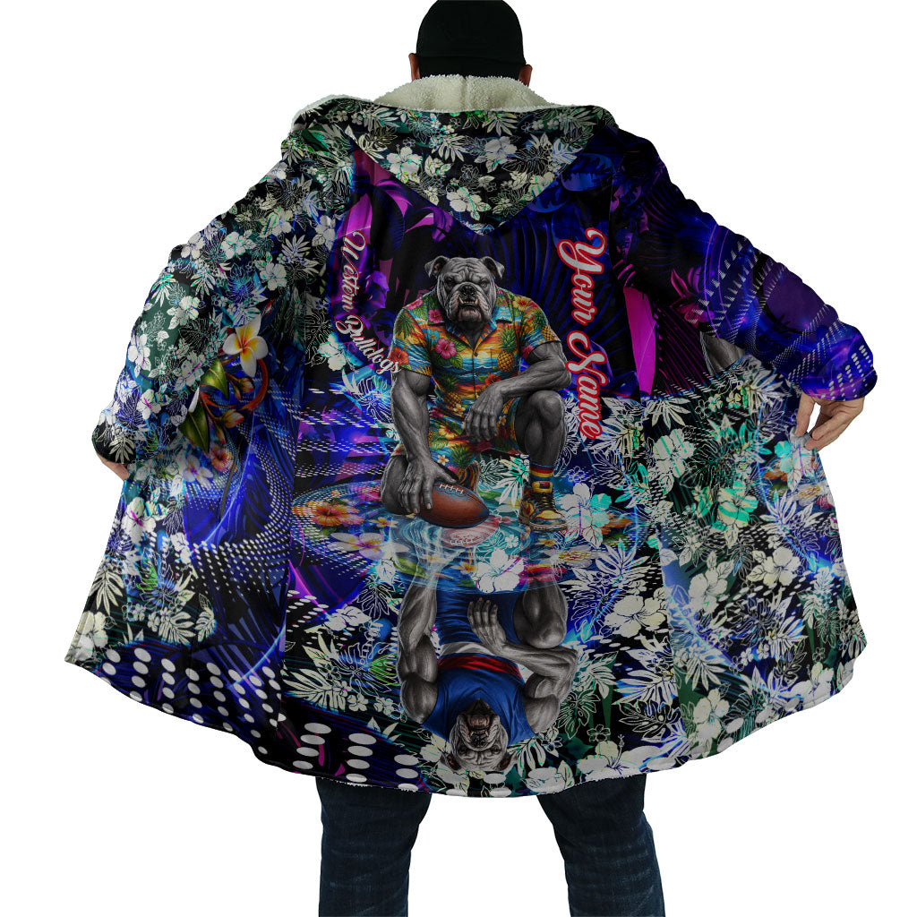 Personalized Western Bulldogs Football Cloak Tropical Hibiscus Flowers - Pacific Fusion Style
