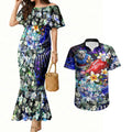Personalized Western Bulldogs Football Couples Matching Mermaid Dress and Hawaiian Shirt Tropical Hibiscus Flowers - Pacific Fusion Style