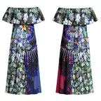 Personalized Western Bulldogs Football Couples Matching Off Shoulder Maxi Dress and Hawaiian Shirt Tropical Hibiscus Flowers - Pacific Fusion Style