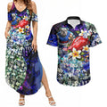 Personalized Western Bulldogs Football Couples Matching Summer Maxi Dress and Hawaiian Shirt Tropical Hibiscus Flowers - Pacific Fusion Style