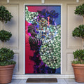 Personalized Western Bulldogs Football Door Cover Tropical Hibiscus Flowers - Pacific Fusion Style