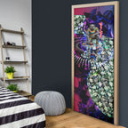 Personalized Western Bulldogs Football Door Cover Tropical Hibiscus Flowers - Pacific Fusion Style