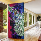 Personalized Western Bulldogs Football Door Cover Tropical Hibiscus Flowers - Pacific Fusion Style