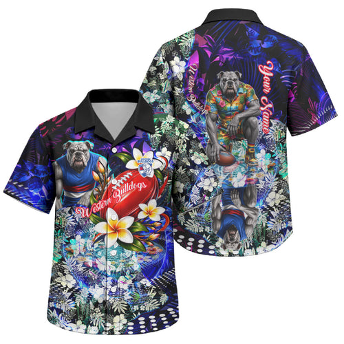 Personalized Western Bulldogs Football Family Matching Summer Maxi Dress and Hawaiian Shirt Tropical Hibiscus Flowers - Pacific Fusion Style