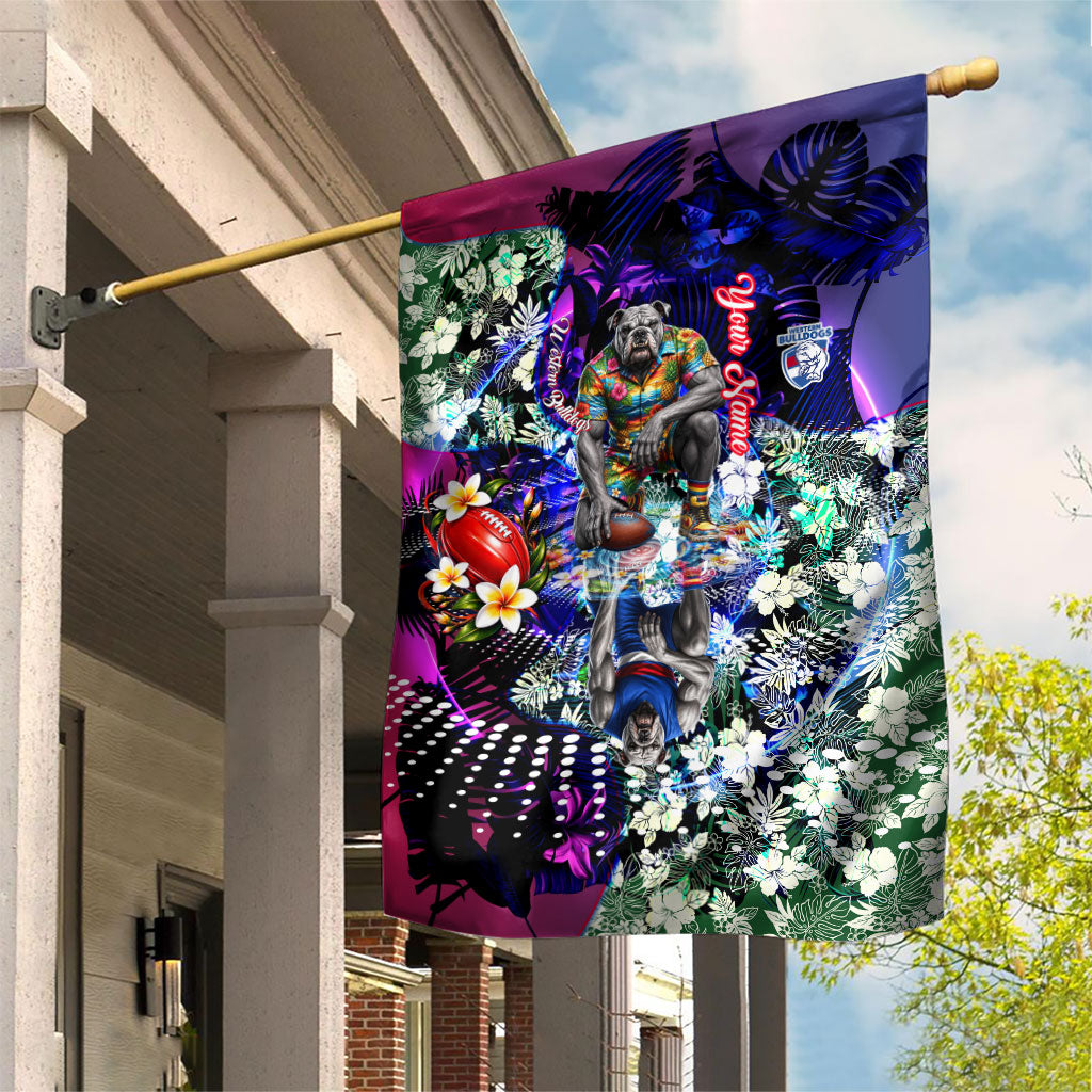 Personalized Western Bulldogs Football Garden Flag Tropical Hibiscus Flowers - Pacific Fusion Style