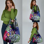 Personalized Western Bulldogs Football Grocery Bag Tropical Hibiscus Flowers - Pacific Fusion Style