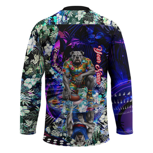 Personalized Western Bulldogs Football Hockey Jersey Tropical Hibiscus Flowers - Pacific Fusion Style
