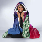 Personalized Western Bulldogs Football Hooded Blanket Tropical Hibiscus Flowers - Pacific Fusion Style