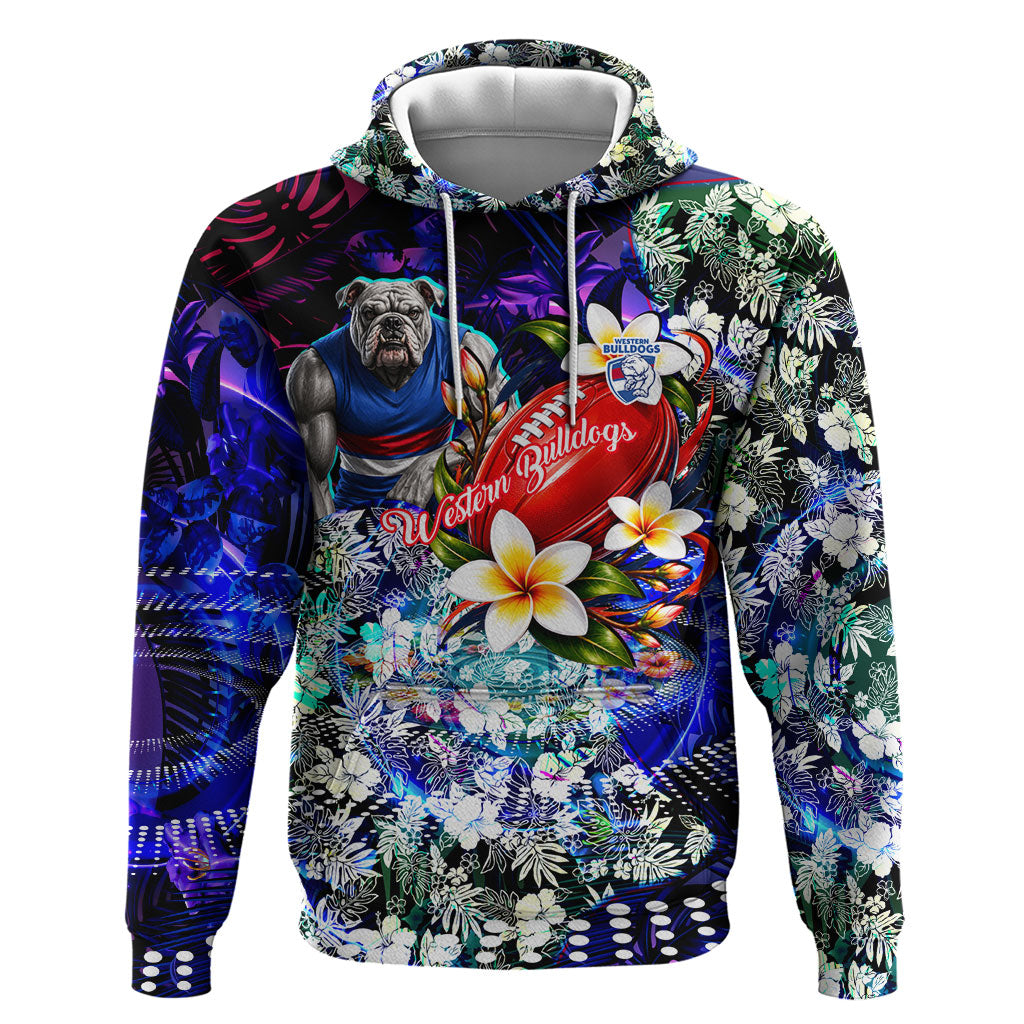 Personalized Western Bulldogs Football Hoodie Tropical Hibiscus Flowers - Pacific Fusion Style
