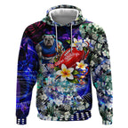 Personalized Western Bulldogs Football Hoodie Tropical Hibiscus Flowers - Pacific Fusion Style