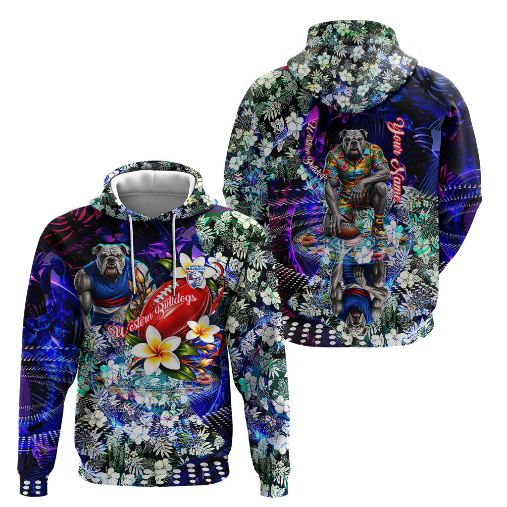 Personalized Western Bulldogs Football Hoodie Tropical Hibiscus Flowers - Pacific Fusion Style