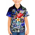 Personalized Western Bulldogs Football Kid Hawaiian Shirt Tropical Hibiscus Flowers - Pacific Fusion Style