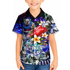 Personalized Western Bulldogs Football Kid Hawaiian Shirt Tropical Hibiscus Flowers - Pacific Fusion Style