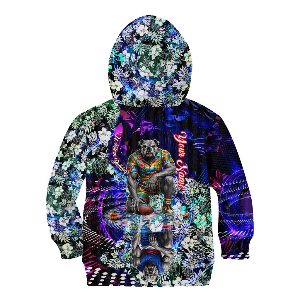 Personalized Western Bulldogs Football Kid Hoodie Tropical Hibiscus Flowers - Pacific Fusion Style