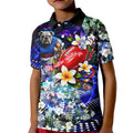 Personalized Western Bulldogs Football Kid Polo Shirt Tropical Hibiscus Flowers - Pacific Fusion Style