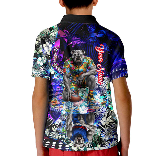 Personalized Western Bulldogs Football Kid Polo Shirt Tropical Hibiscus Flowers - Pacific Fusion Style