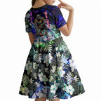 Personalized Western Bulldogs Football Kid Short Sleeve Dress Tropical Hibiscus Flowers - Pacific Fusion Style