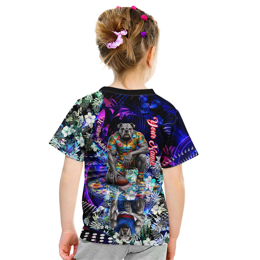 Personalized Western Bulldogs Football Kid T Shirt Tropical Hibiscus Flowers - Pacific Fusion Style