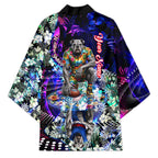 Personalized Western Bulldogs Football Kimono Tropical Hibiscus Flowers - Pacific Fusion Style