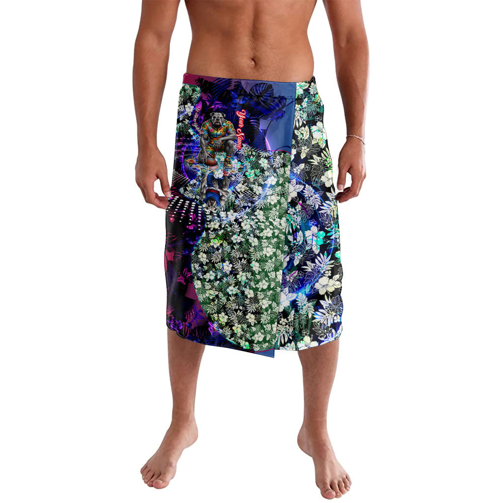 Personalized Western Bulldogs Football Lavalava Tropical Hibiscus Flowers - Pacific Fusion Style