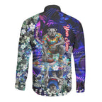 Personalized Western Bulldogs Football Long Sleeve Button Shirt Tropical Hibiscus Flowers - Pacific Fusion Style