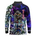 Personalized Western Bulldogs Football Long Sleeve Polo Shirt Tropical Hibiscus Flowers - Pacific Fusion Style