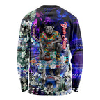 Personalized Western Bulldogs Football Long Sleeve Shirt Tropical Hibiscus Flowers - Pacific Fusion Style