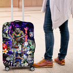 Personalized Western Bulldogs Football Luggage Cover Tropical Hibiscus Flowers - Pacific Fusion Style