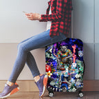 Personalized Western Bulldogs Football Luggage Cover Tropical Hibiscus Flowers - Pacific Fusion Style
