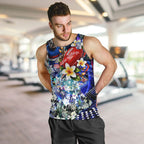 Personalized Western Bulldogs Football Men Tank Top Tropical Hibiscus Flowers - Pacific Fusion Style