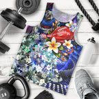 Personalized Western Bulldogs Football Men Tank Top Tropical Hibiscus Flowers - Pacific Fusion Style
