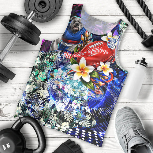 Personalized Western Bulldogs Football Men Tank Top Tropical Hibiscus Flowers - Pacific Fusion Style